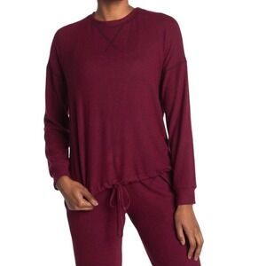 Freeloader Brushed Hacci Long Sleeve Drawstring Sweater Dark Burgundy Size Small